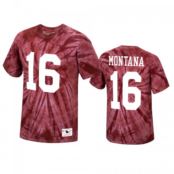 San Francisco 49ers Joe Montana Scarlet Tie-Dye T-...