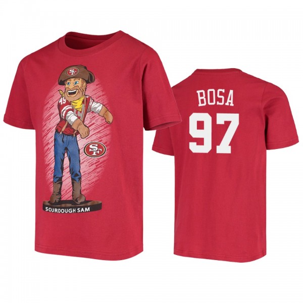 San Francisco 49ers Nick Bosa Red Dancing Sourdough Sam Mascot T-Shirt