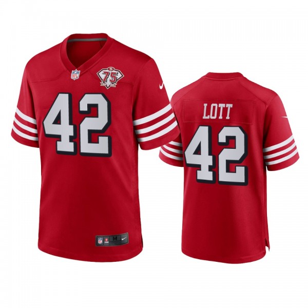 San Francisco 49ers Ronnie Lott Scarlet 75th Anniv...