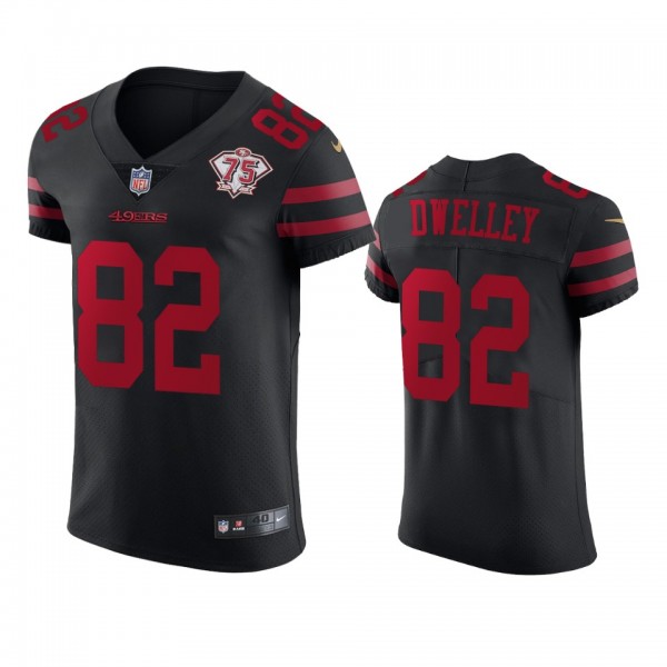 San Francisco 49ers Ross Dwelley Black 75th Annive...