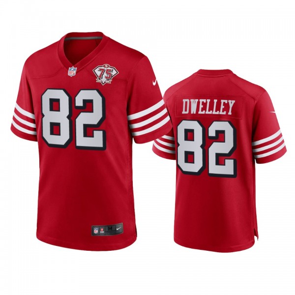 San Francisco 49ers Ross Dwelley Scarlet 75th Anni...