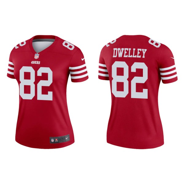 Women's San Francisco 49ers Ross Dwelley Legend Scarlet Jersey
