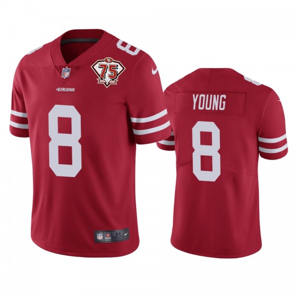 San Francisco 49ers Steve Young Scarlet 75th Anniversary Patch Limited Jersey