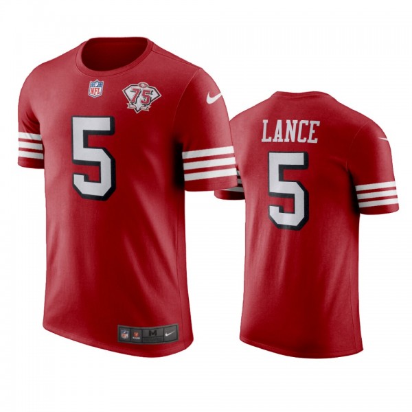 San Francisco 49ers Trey Lance Scarlet 75th Anniversary T-Shirt