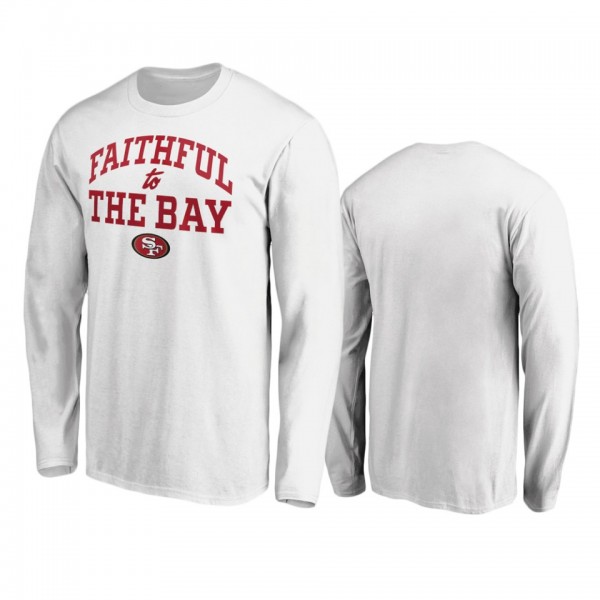 Men's San Francisco 49ers White Faithful to the Bay Primary Oval T-Shirt