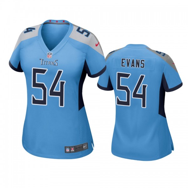 Tennessee Titans #54 Rashaan Evans Light Blue Game Jersey - Women