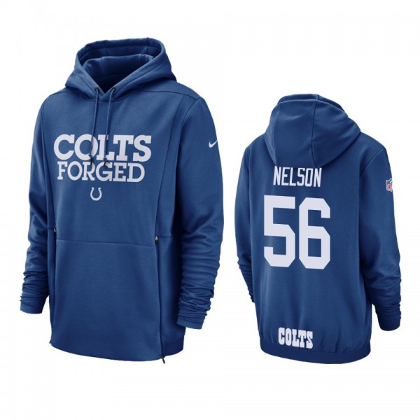 Indianapolis Colts #56 Quenton Nelson Blue Nike Sideline Lockup Hoodie - Men's