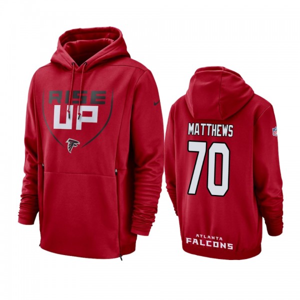 Atlanta Falcons #70 Jake Matthews Red Nike Sidelin...