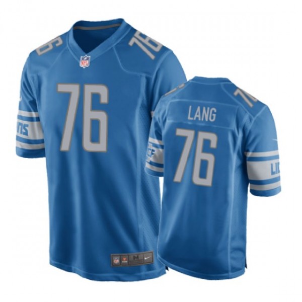 Detroit Lions #76 T.J. Lang Blue Nike Game Jersey ...