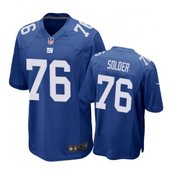 New York Giants #76 Nate Solder Royal Nike Game Je...