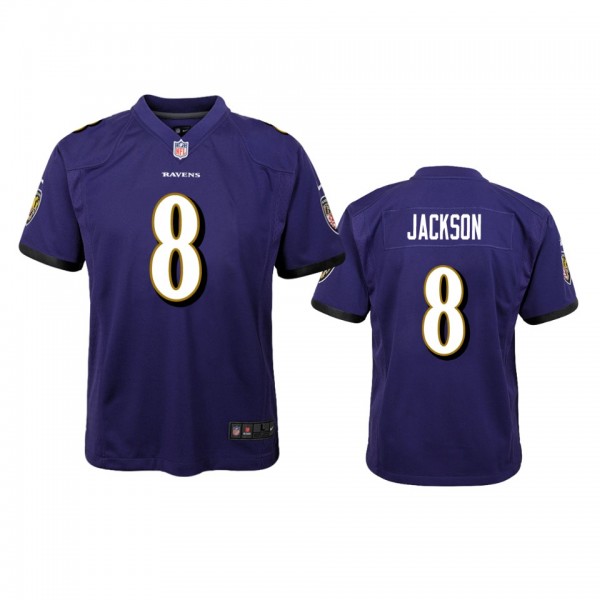 Baltimore Ravens #8 Lamar Jackson Purple Game Jers...