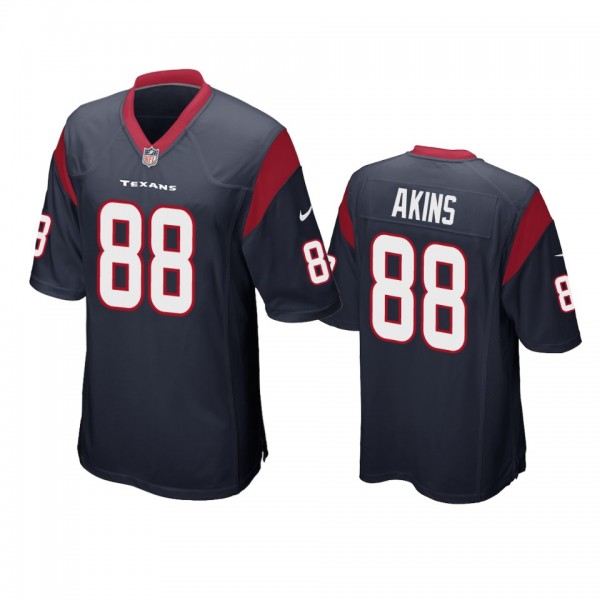 Houston Texans #88 Jordan Akins Navy Game Jersey -...