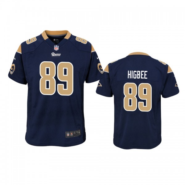 Los Angeles Rams #89 Tyler Higbee Navy Game Jersey...