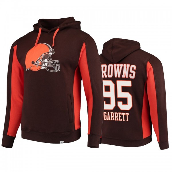 Cleveland Browns #95 Myles Garrett Brown Team Iconic Hoodie - Men