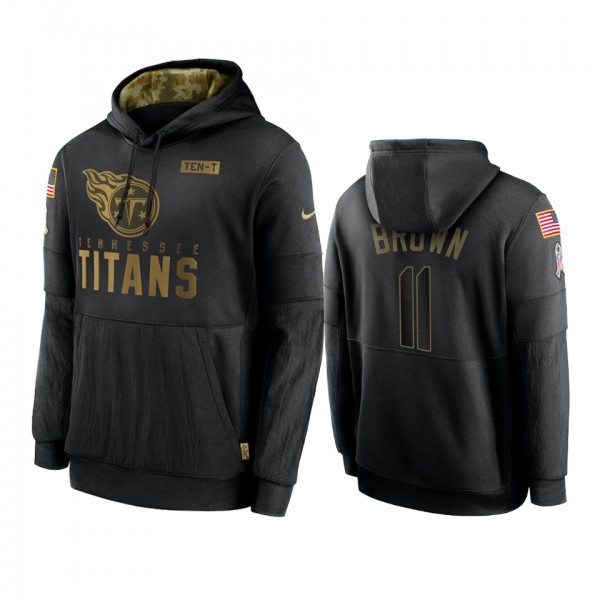 Tennessee Titans A.J. Brown Black 2020 Salute To Service Sideline Performance Pullover Hoodie