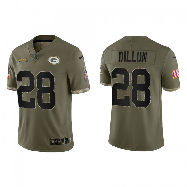 A.J. Dillon Green Bay Packers Olive 2022 Salute To...