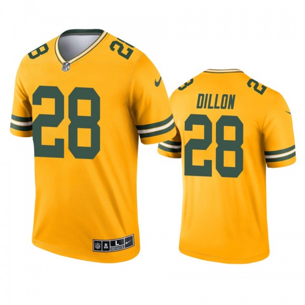 Green Bay Packers A.J. Dillon Gold 2021 Inverted L...