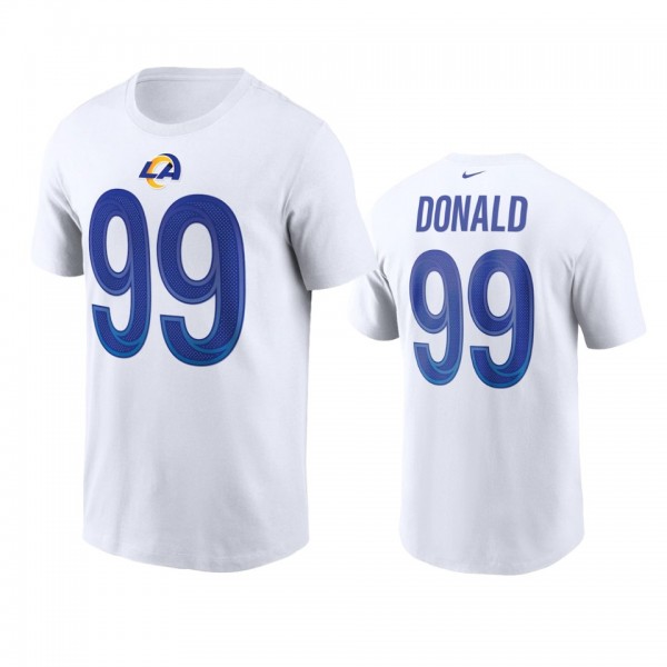 Los Angeles Rams Aaron Donald White Name Number T-...
