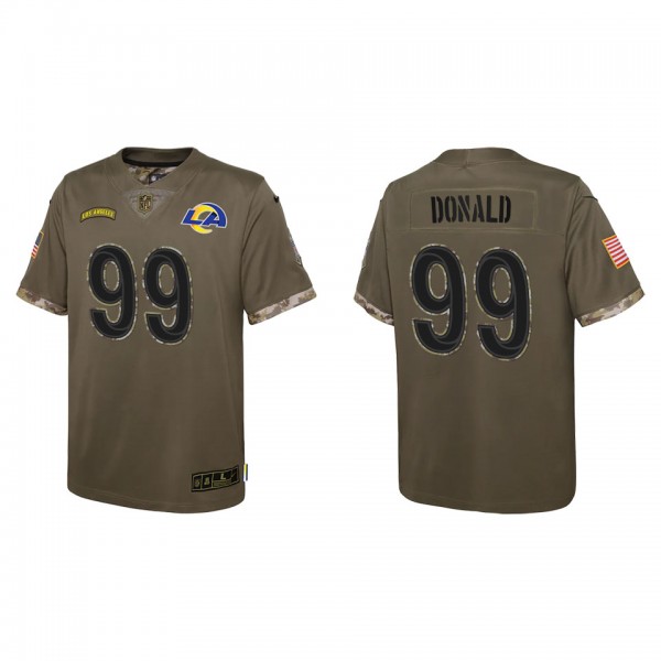 Aaron Donald Youth Los Angeles Rams Olive 2022 Sal...