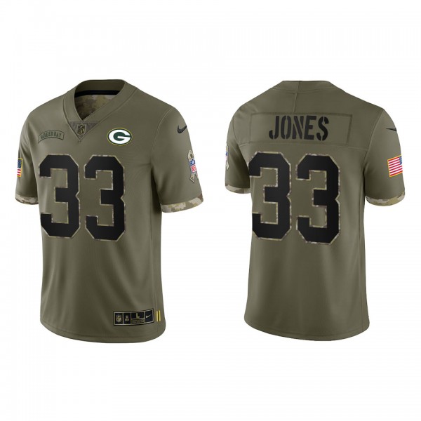 Aaron Jones Green Bay Packers Olive 2022 Salute To Service Limited Jersey