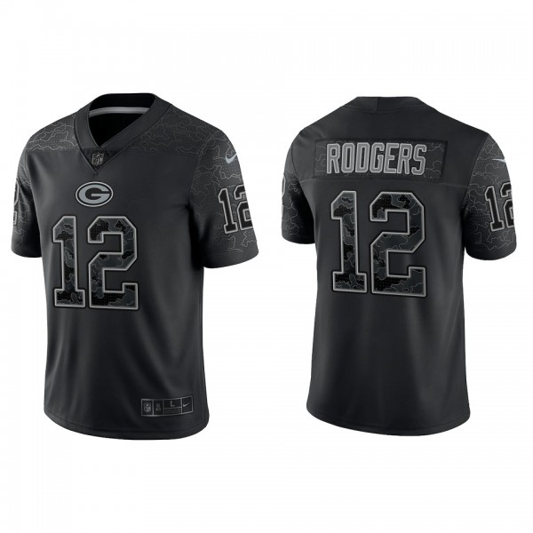 Aaron Rodgers Green Bay Packers Black Reflective L...