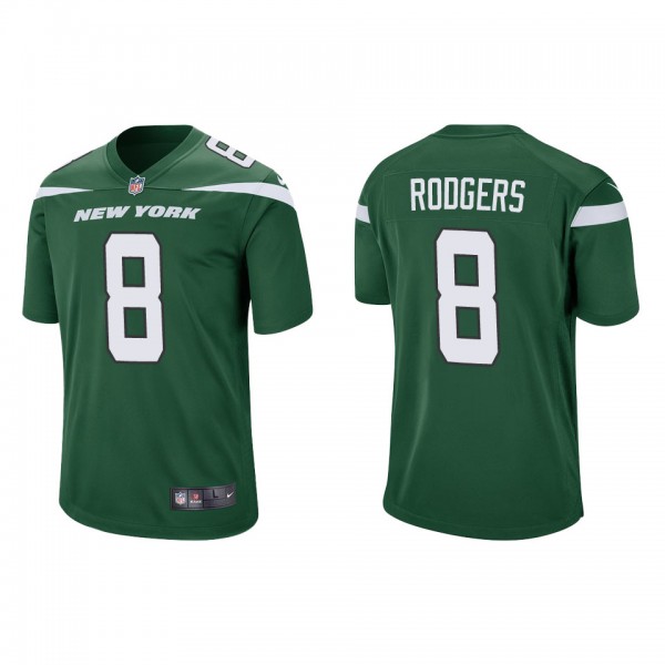 Men's New York Jets Aaron Rodgers Green Game Jerse...