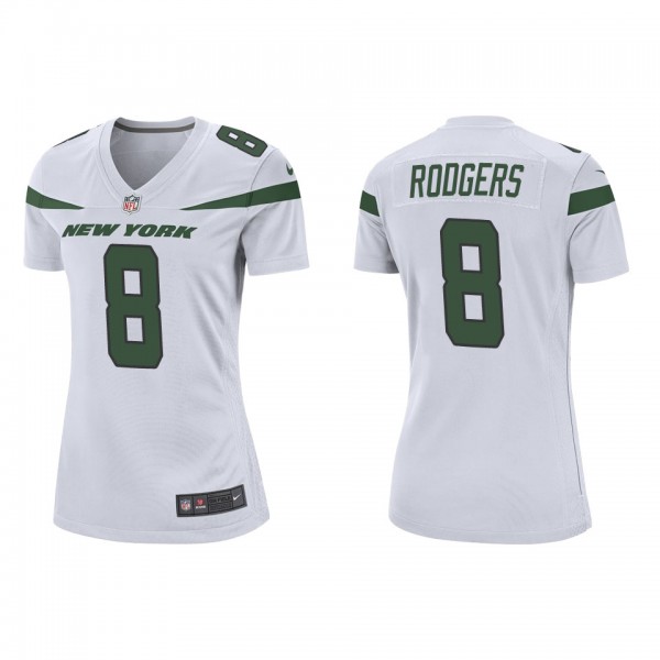 Women's New York Jets Aaron Rodgers White Game Jer...