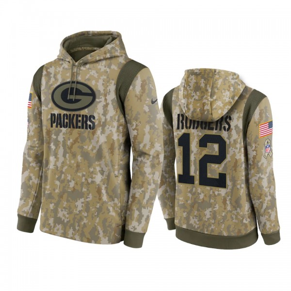 Green Bay Packers Aaron Rodgers Camo 2021 Salute To Service Therma Hoodie