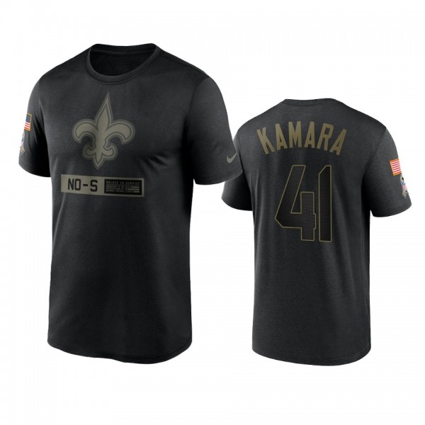 New Orleans Saints Alvin Kamara Black 2020 Salute To Service Team Logo Performance T-shirt