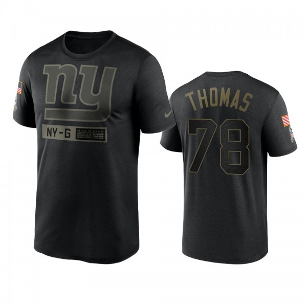 New York Giants Andrew Thomas Black 2020 Salute To Service Team Logo Performance T-shirt