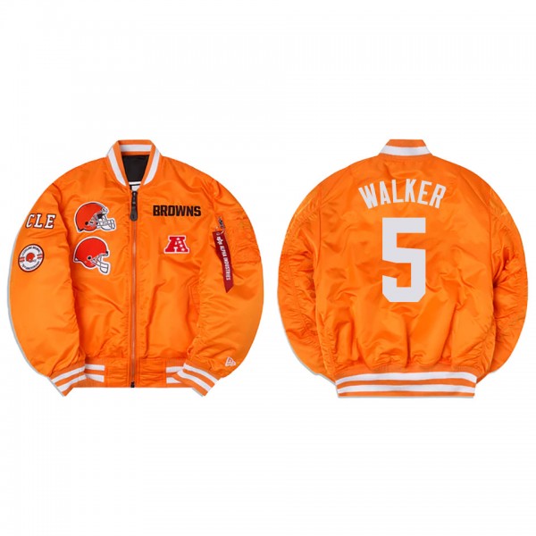 Anthony Walker Alpha Industries X Cleveland Browns MA-1 Bomber Orange Jacket