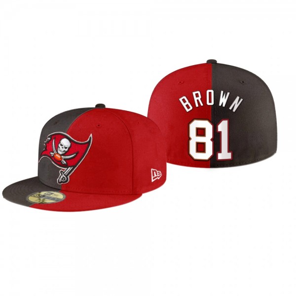 Tampa Bay Buccaneers Antonio Brown Red Pewter Split Team Logo Hat