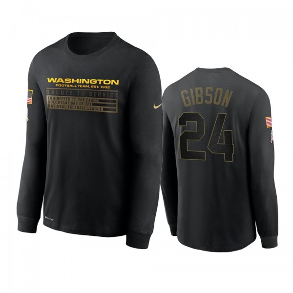 Washington Football Team Antonio Gibson Black 2020 Salute to Service Sideline Performance Long Sleeve T-shirt