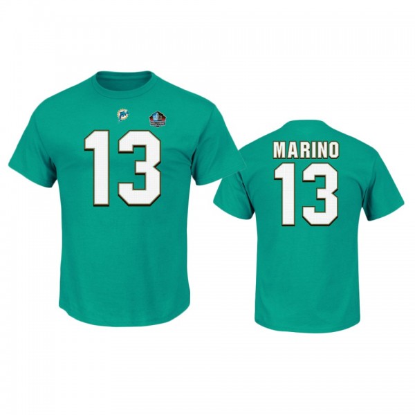 Miami Dolphins #13 Dan Marino Aqua Hall of Fame T-...