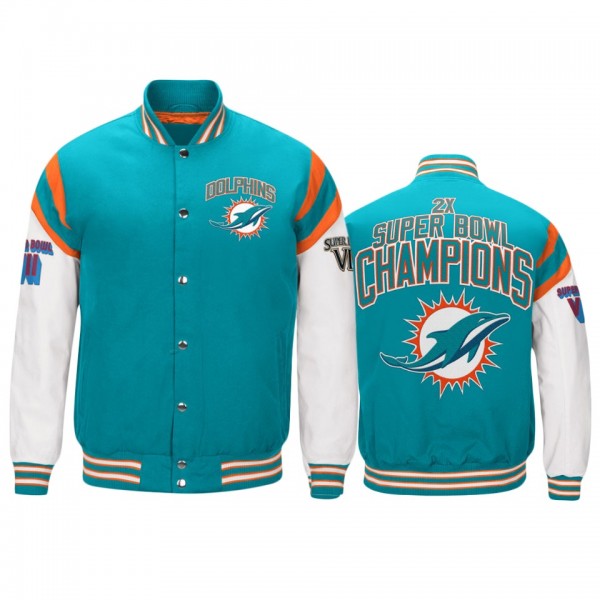 Dolphins # Aqua Super Bowl Champions Jacket - Men'...