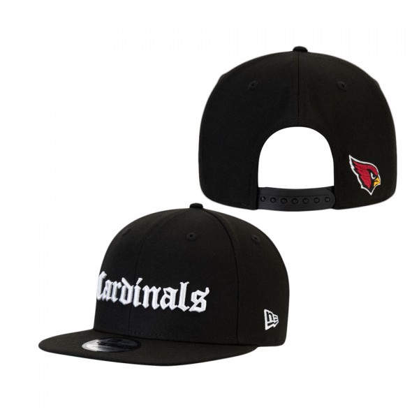 Men's Arizona Cardinals Black Gothic Script 9FIFTY Adjustable Snapback Hat