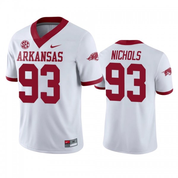 Arkansas Razorbacks Isaiah Nichols White College Football Jersey