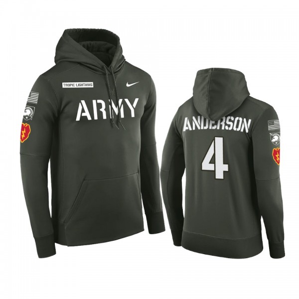 Army Black Knights Christian Anderson #4 Green Rivalry Therma Hoodie