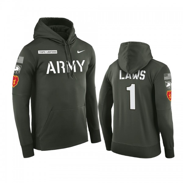 Army Black Knights Jabari Laws #1 Green Rivalry Pullover Hoodie