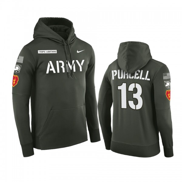 Army Black Knights Roman Purcell #13 Green Rivalry Pullover Hoodie
