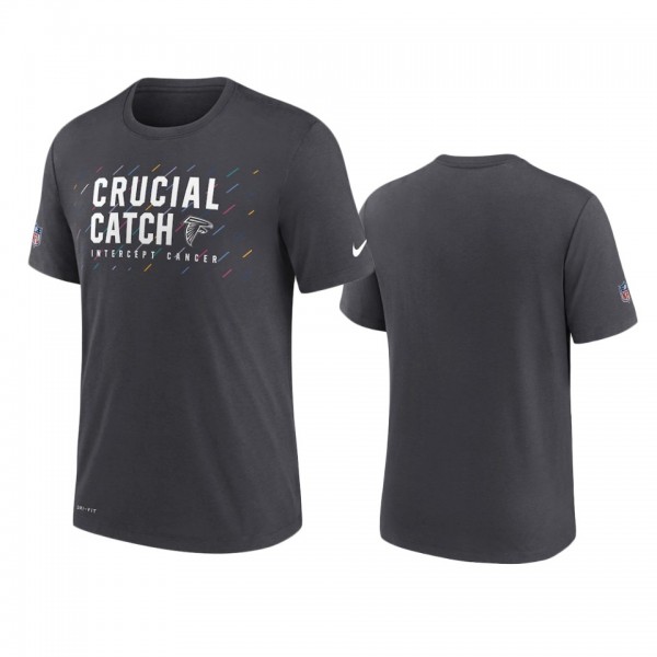 Men's Atlanta Falcons Charcoal Performance 2021 NFL Crucial Catch T-Shirt