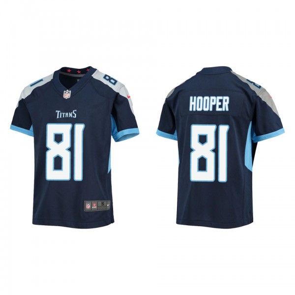 Youth Austin Hooper Tennessee Titans Navy Game Jer...