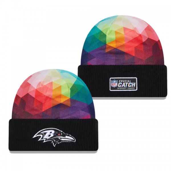 Men's Baltimore Ravens Black 2023 NFL Crucial Catch Cuffed Knit Hat