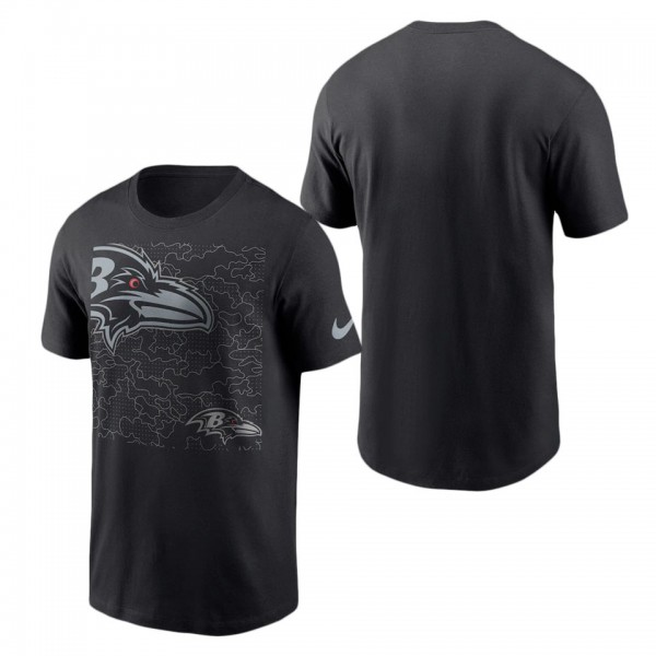 Men's Baltimore Ravens Black RFLCTV T-Shirt