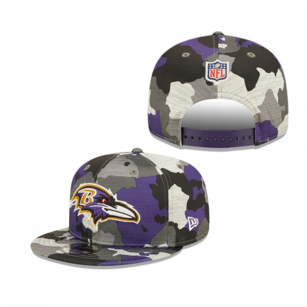 Men's Baltimore Ravens Camo 2022 NFL Training Camp Official 9FIFTY Snapback Adjustable Hat