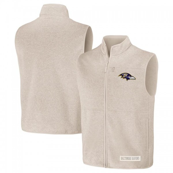 Baltimore Ravens NFL x Darius Rucker Full-Zip Sweater Vest Oatmeal