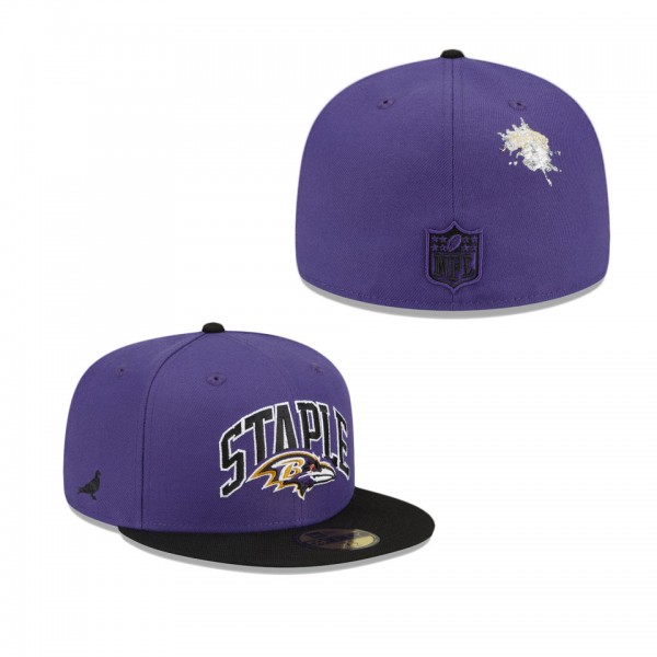 Men's Baltimore Ravens Purple Black NFL x Staple Collection 59FIFTY Fitted Hat
