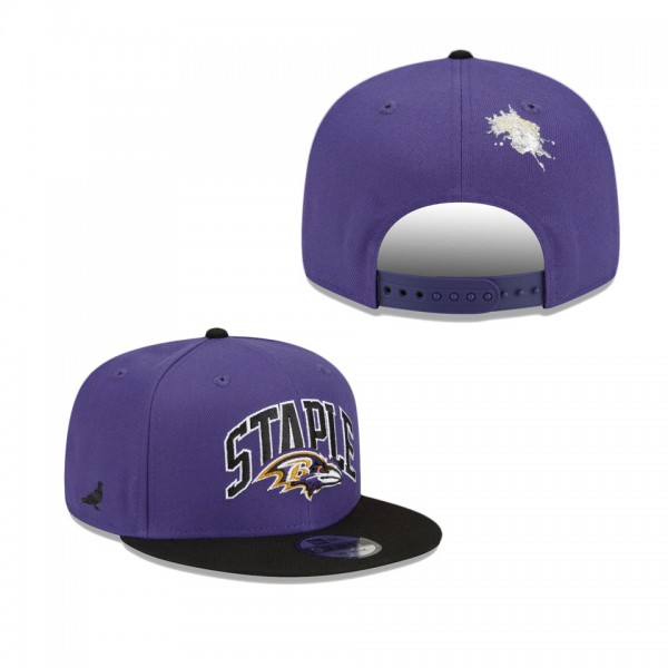 Men's Baltimore Ravens Purple Black NFL x Staple Collection 9FIFTY Snapback Adjustable Hat