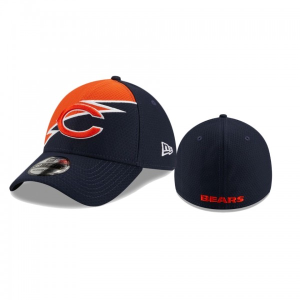 Chicago Bears Navy Orange Bolt 39THIRTY Flex Hat