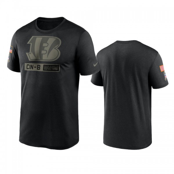 Cincinnati Bengals Black 2020 Salute To Service Team Logo Performance T-shirt
